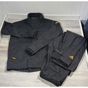 ADIDAS GOLF CLIMAPROOF Suit Jacket & Pants WATERPROOF Black Men's Sz S